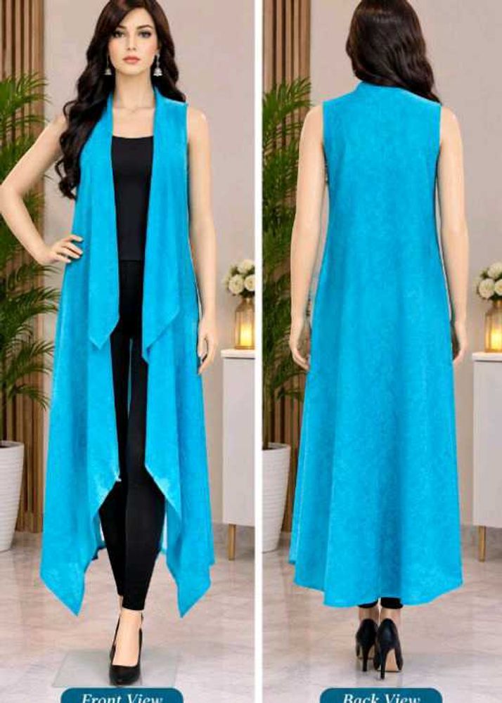 Blue Sleeveless Duster