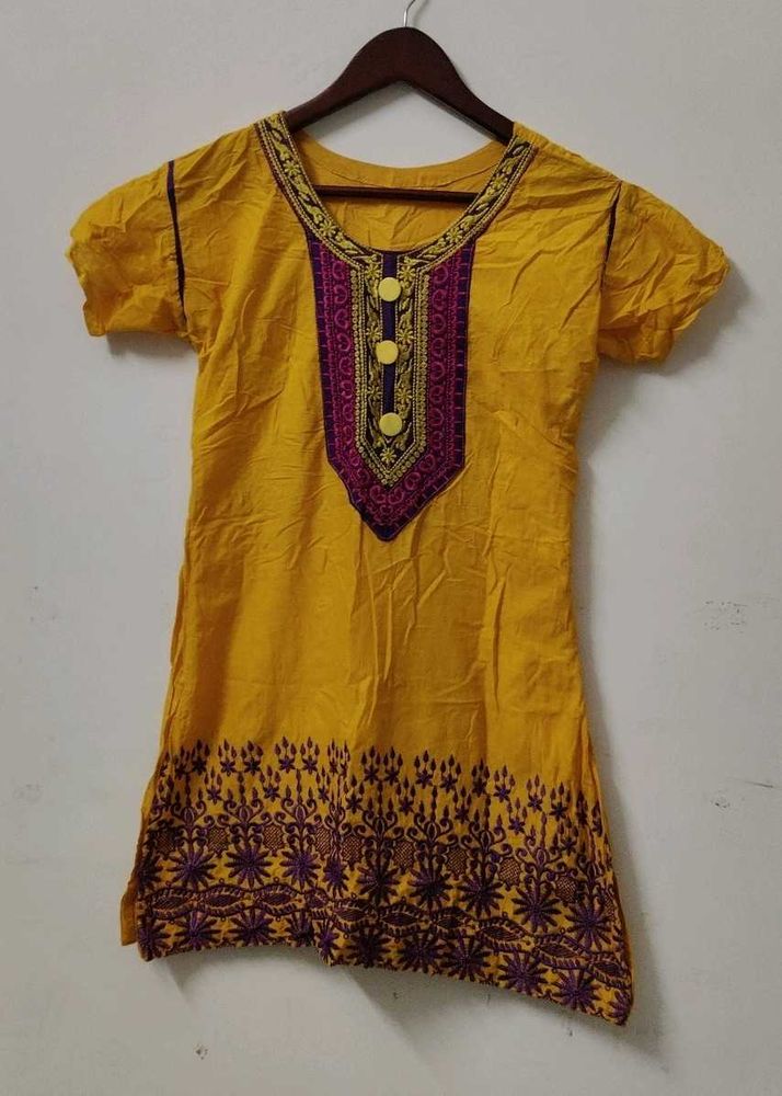 Yellow Embroidered Kurta