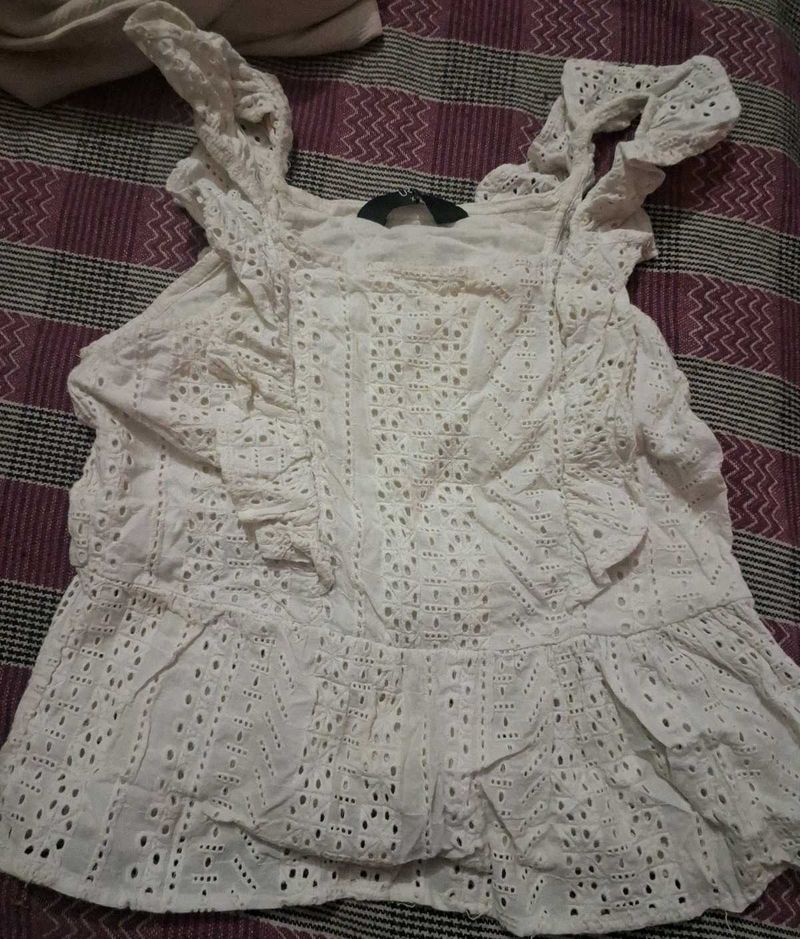 Chic White Broderie Anglaise Top