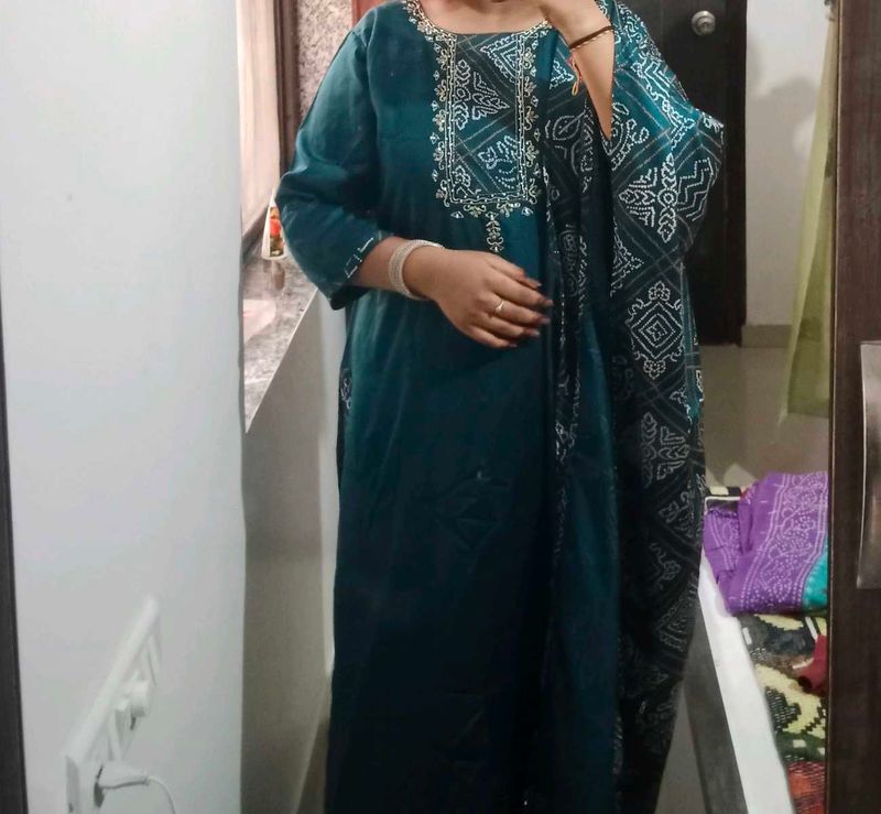 Beautiful Teal Kurta Set with Dupatta