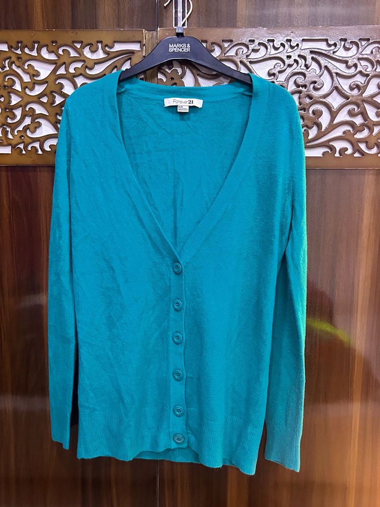 Forever 21 Teal Cardigan - Size M