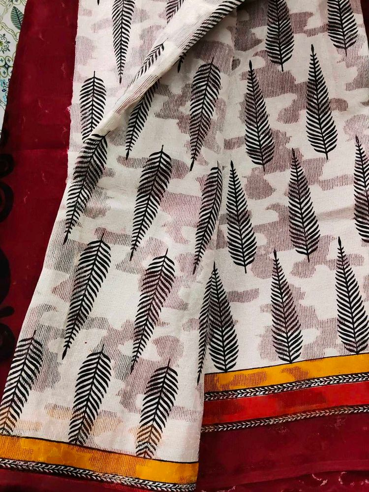 jamdani saree block printed