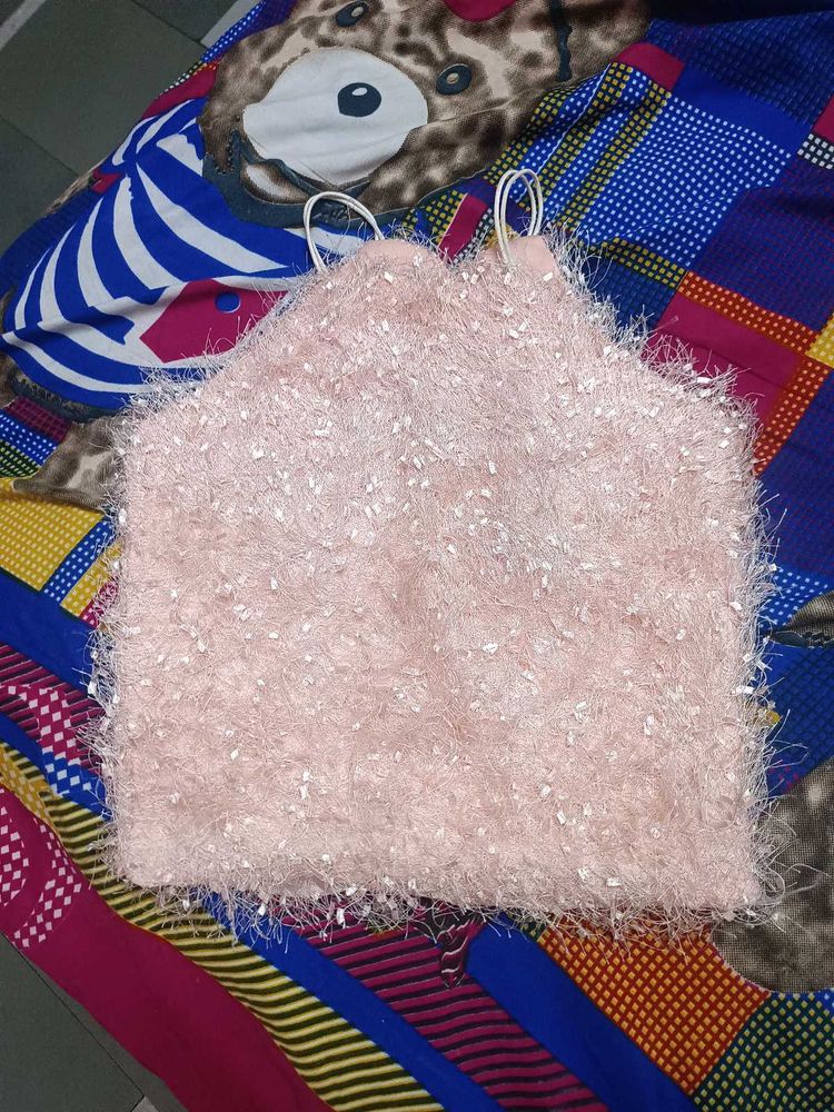 Pink Fuzzy Crop Top