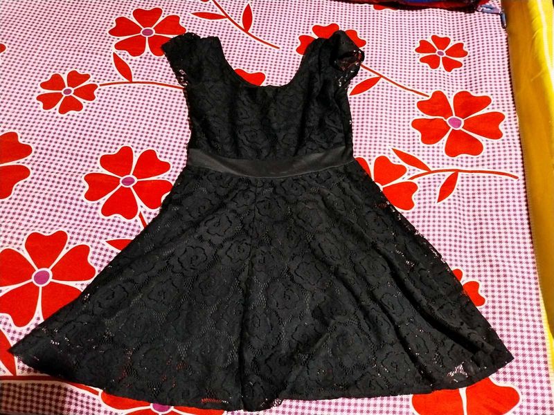 Elegant Black Lace Skater Dress