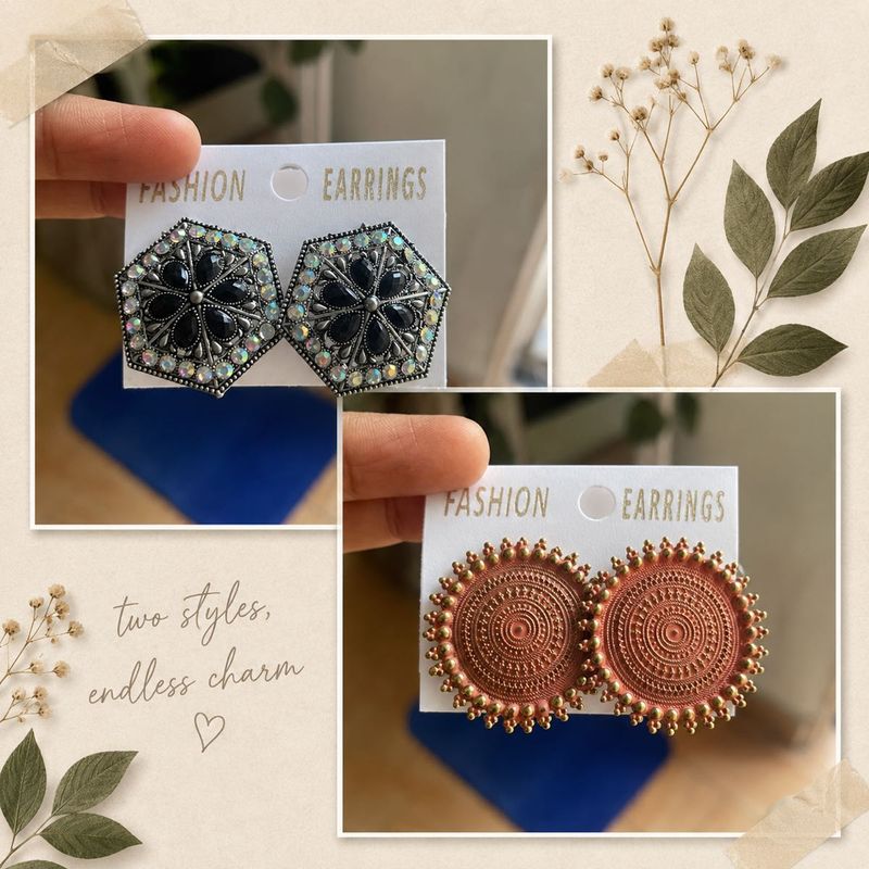 ✨ Exquisite Hexagonal and Sun studs ✨
