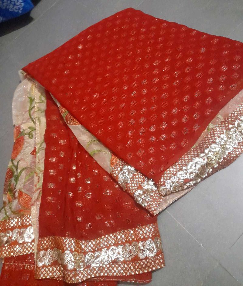 Designer Maroon Sares With Stiched 3/4blouse