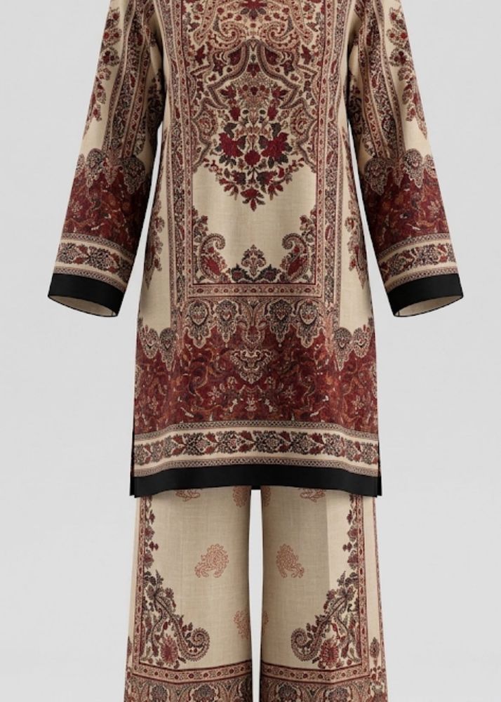 Elegant Paisley Print Kurta Set