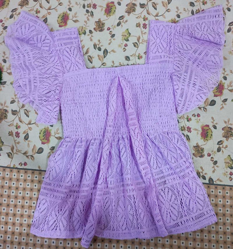 Lavender Lace Square Neck Top