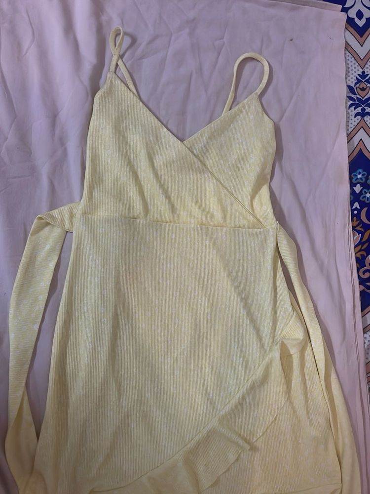 Cute Yellow Wrap Dress