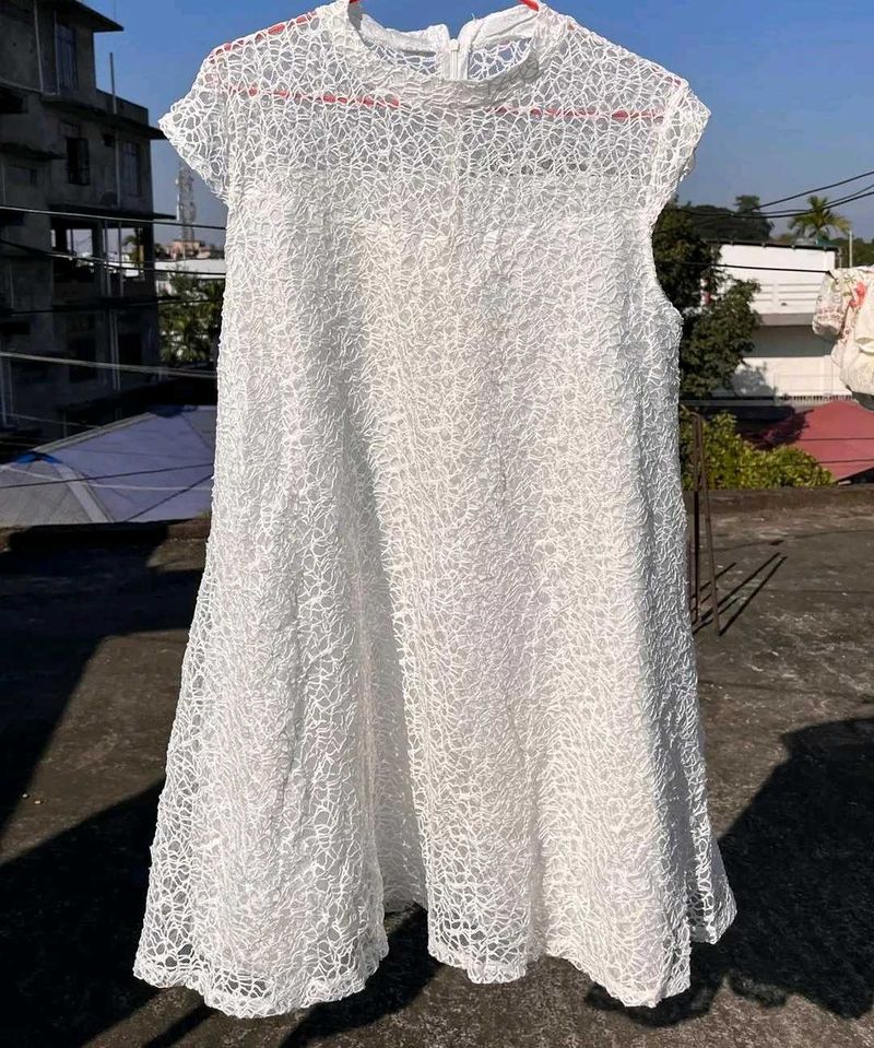 White Lace A-Line Dress