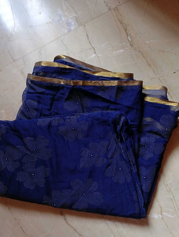 Elegant Blue Floral Saree