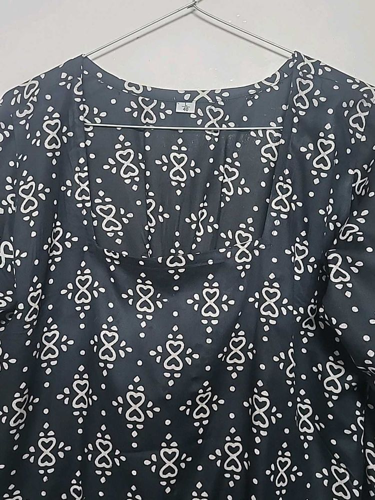 Corset Back Patterned Top with Square Neckline