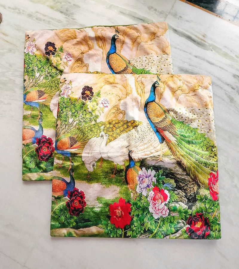 Paradise Peacock Design Cushion Covers (Set of 2)