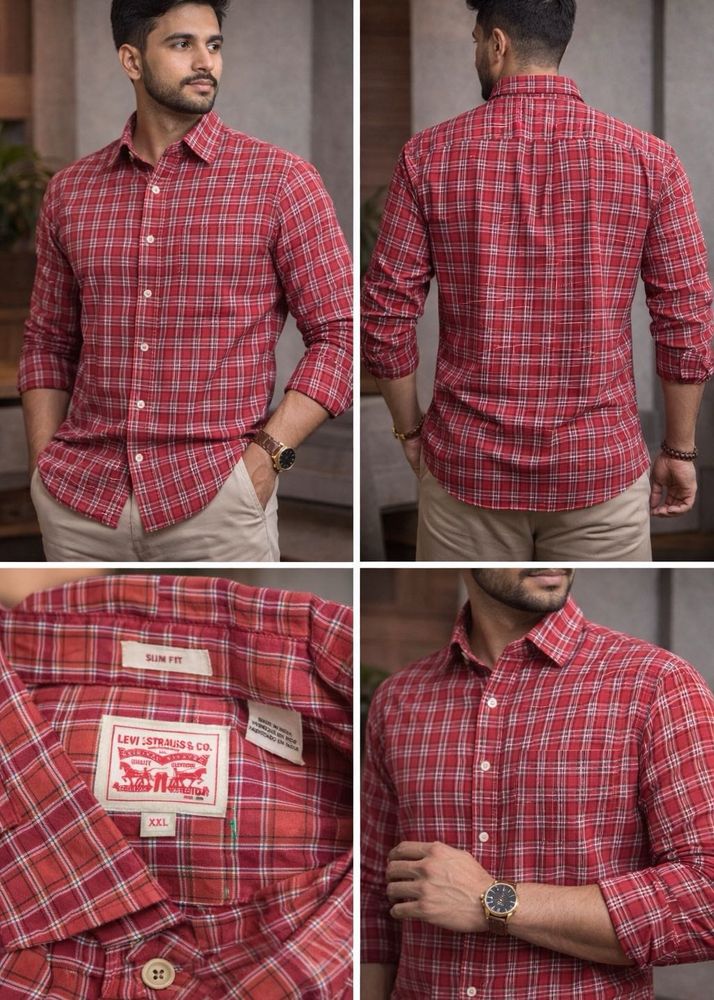 Levi's Red Plaid Slim Fit Shirt Size XXL