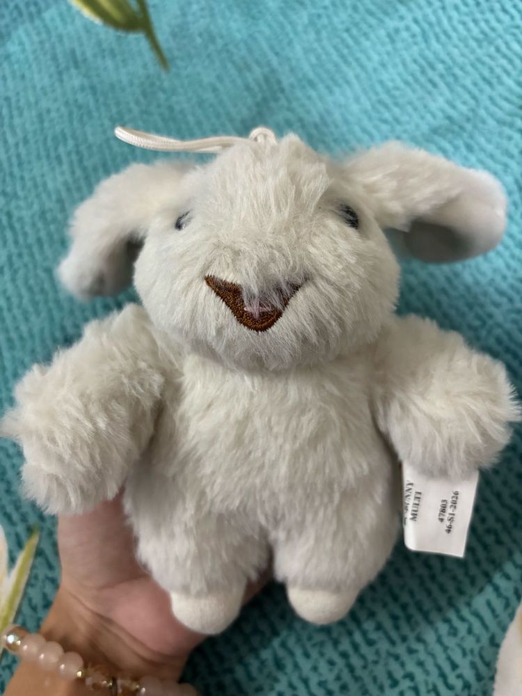 Cute and trendy White Bunny Plush bag chain
