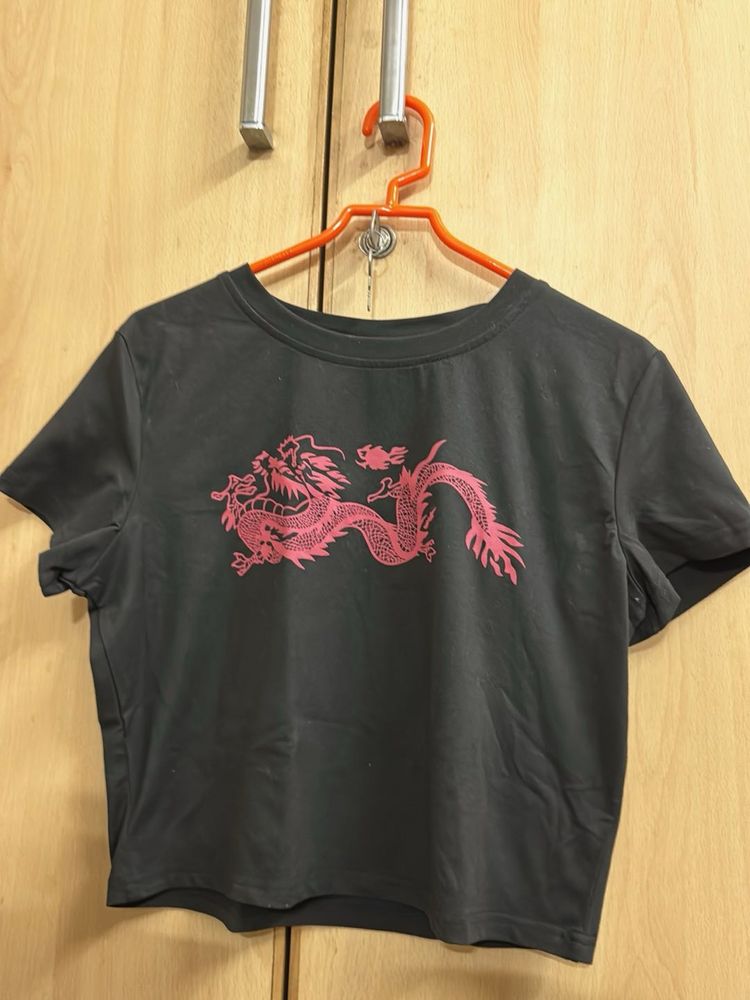 Dragon Graphic Cropped T-Shirt