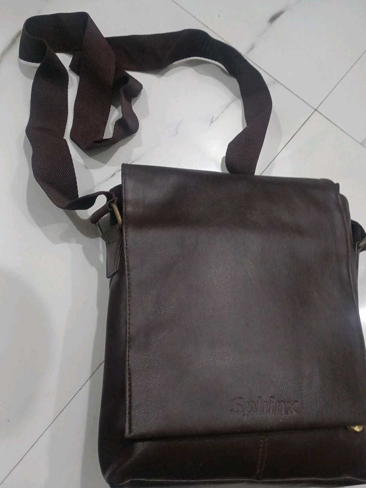 Brown Leather Crossbody Messenger Bag