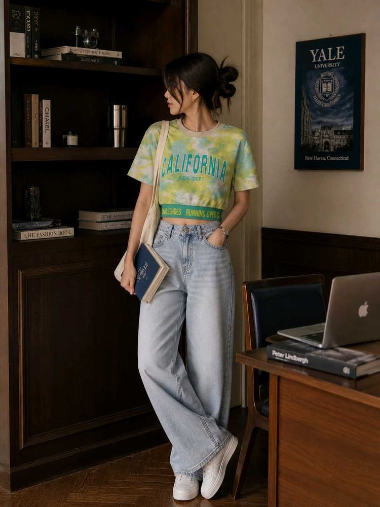 California Tie-Dye Crop Tee 🌿💙