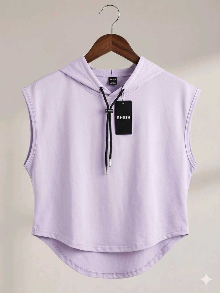 branded Sleeveless Hoodie Top