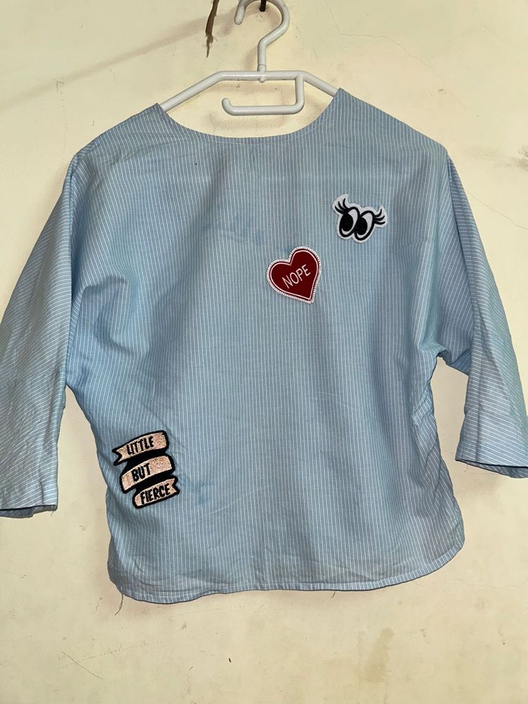 Cute Striped Top with Patches