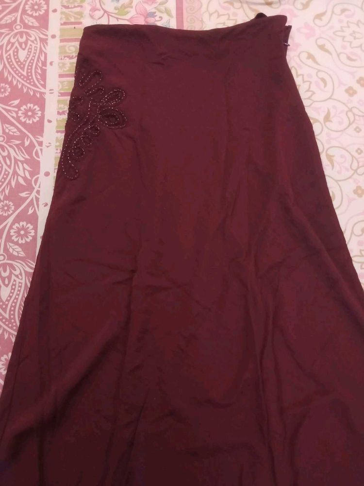 Maroon Beaded Skirt