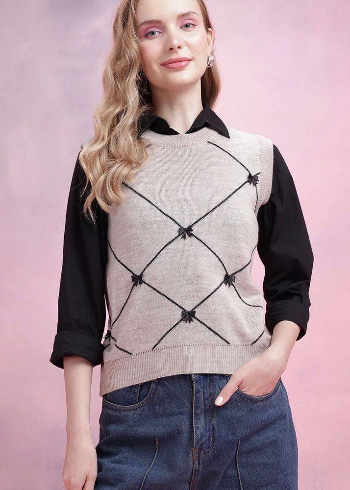 Dressberry Argyle Bow Sweater Vest