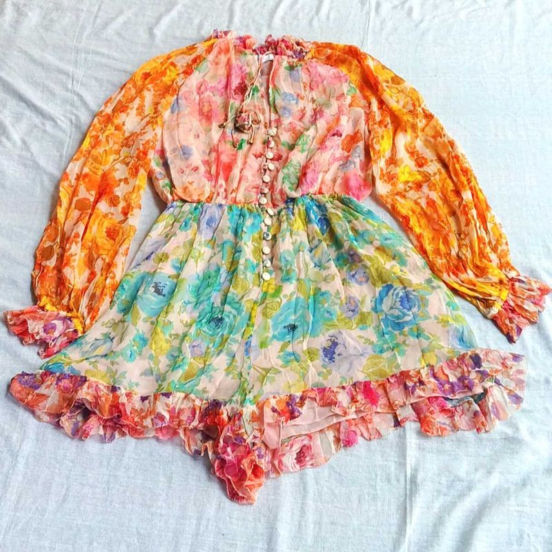 Boho Floral Print Mini Dress