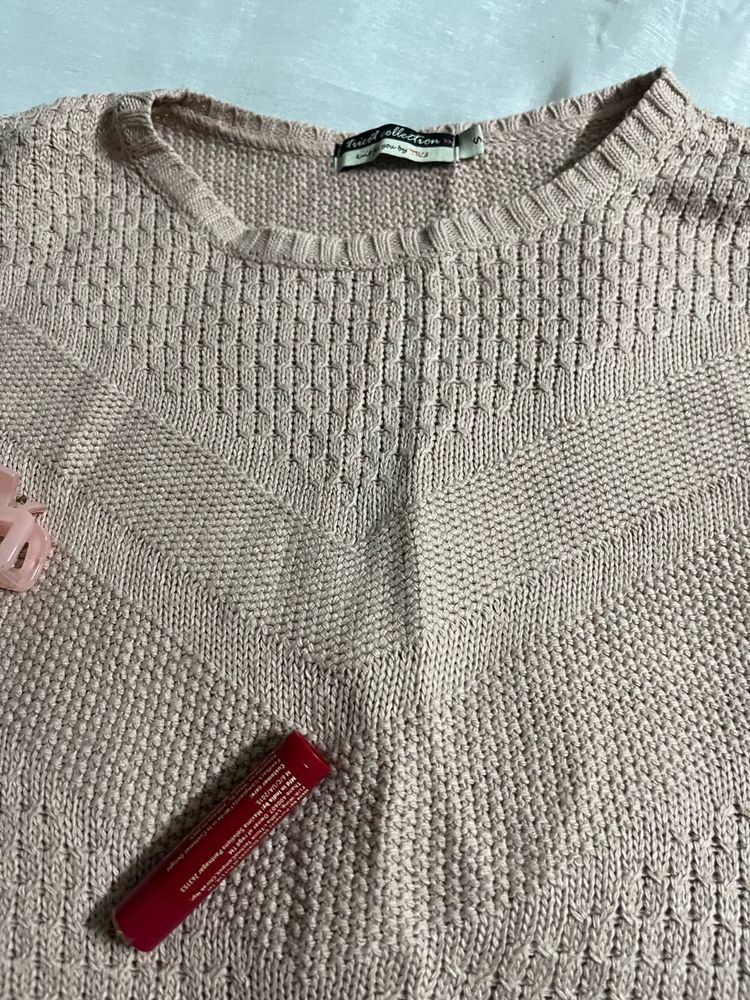 Peach Knit Pullover Sweater