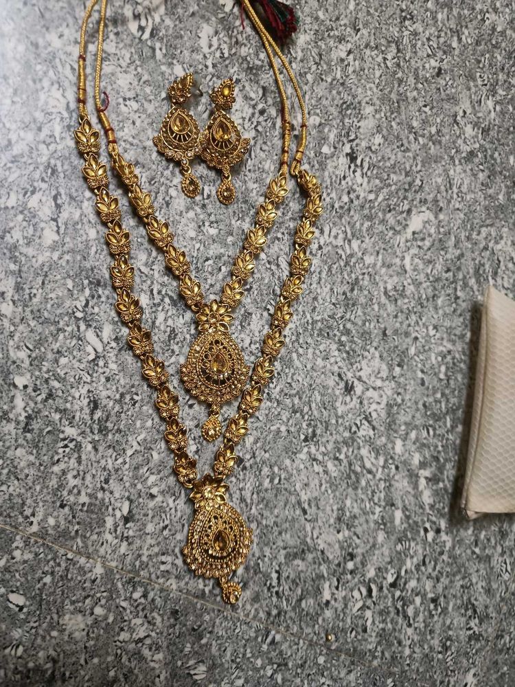 Gold-Tone Necklace &amp; Earring Set with bangles