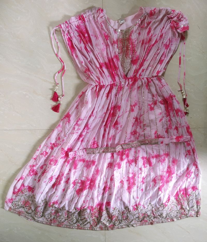Designer Butterfly Sleeves Gown