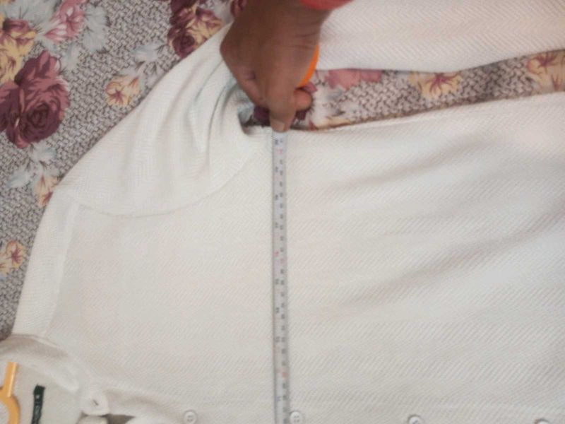 Stretchable White Net Shirt Zudio