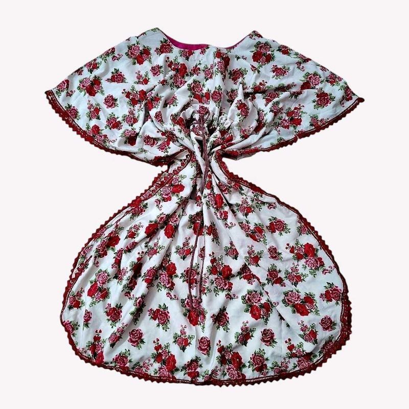 Vintage Rose Print Kaftan Dress