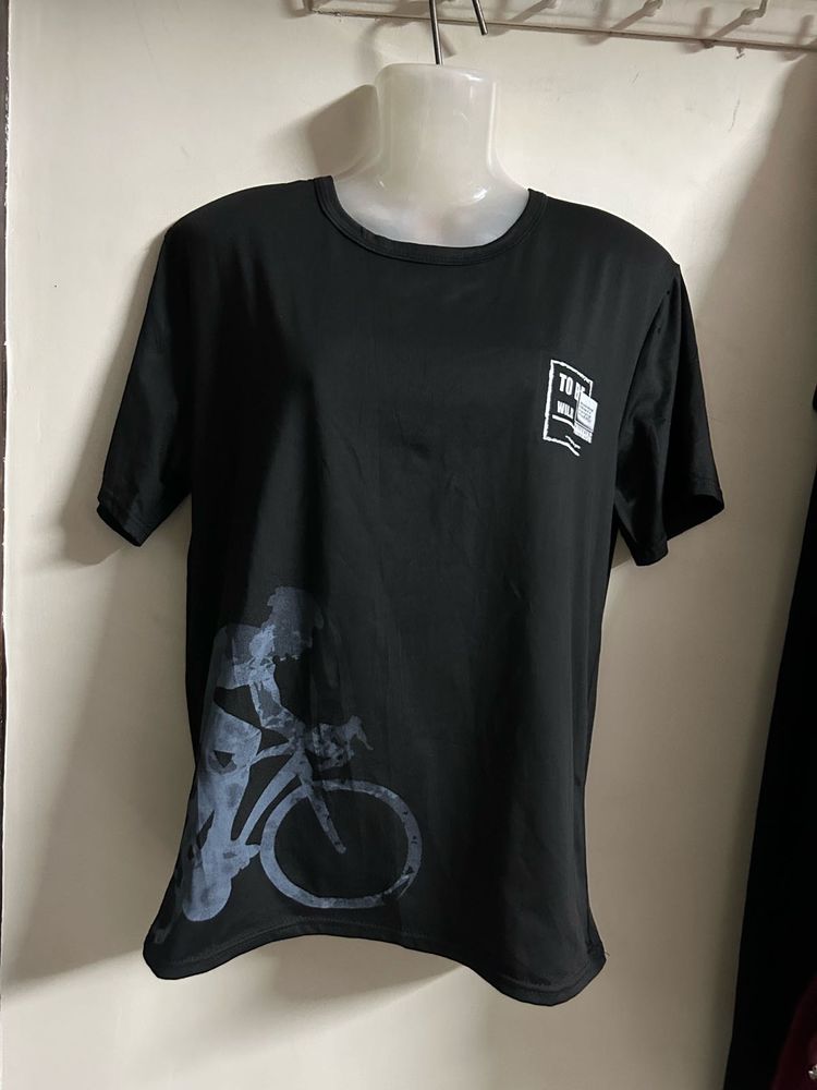Men's Black Cycling Graphic T-Shirt