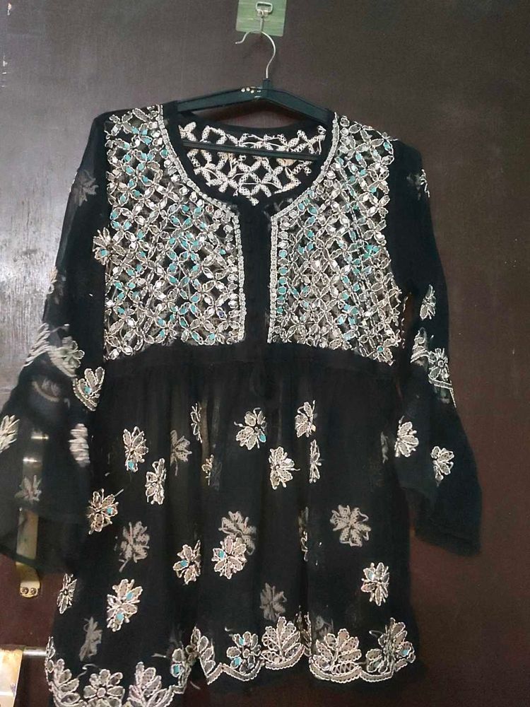 Elegant Embellished Black Kurta