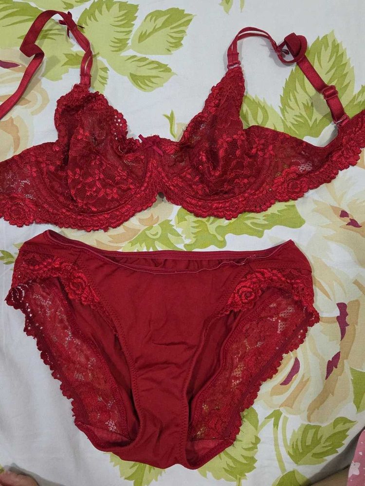 Red Lace Bra &amp; Panty Set