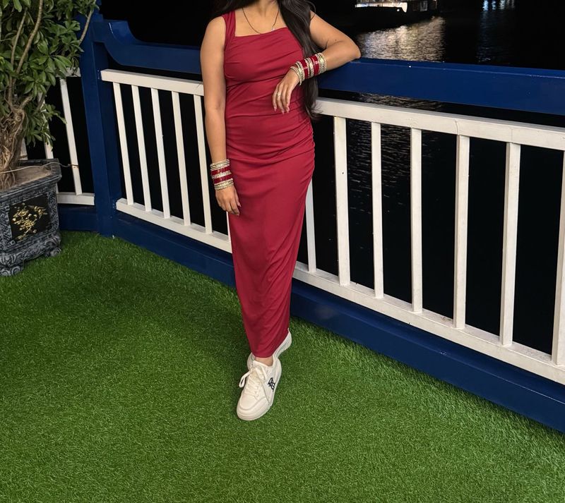 Burgundy Bodycon Maxi Dress