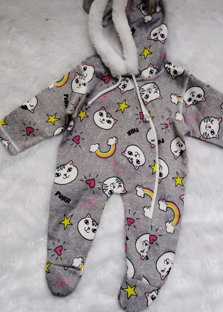 Cute Cat Print Baby Onesie