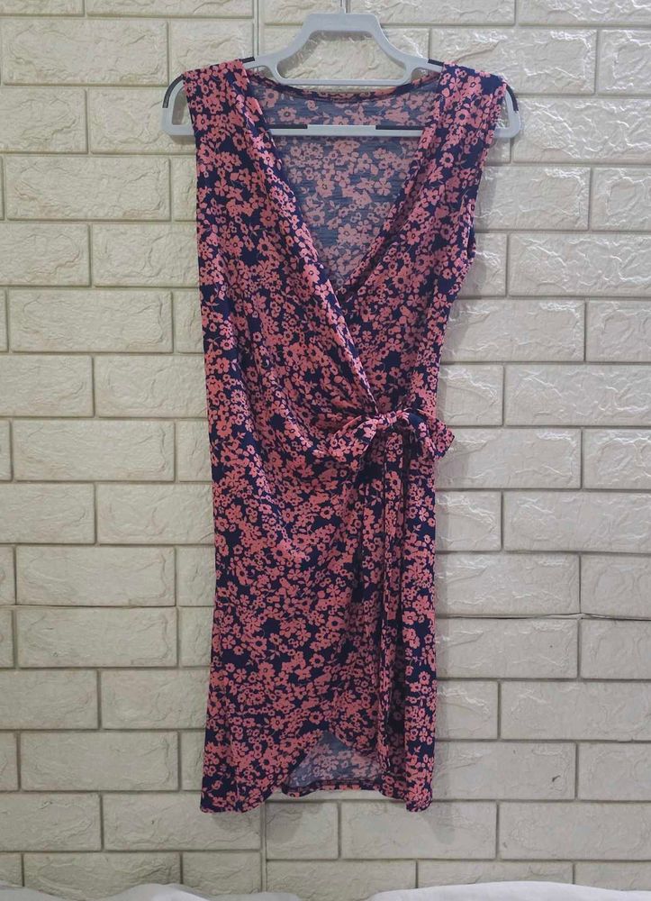 Bubble N Chic Sleeveless Faux-Wrap Mini Dress