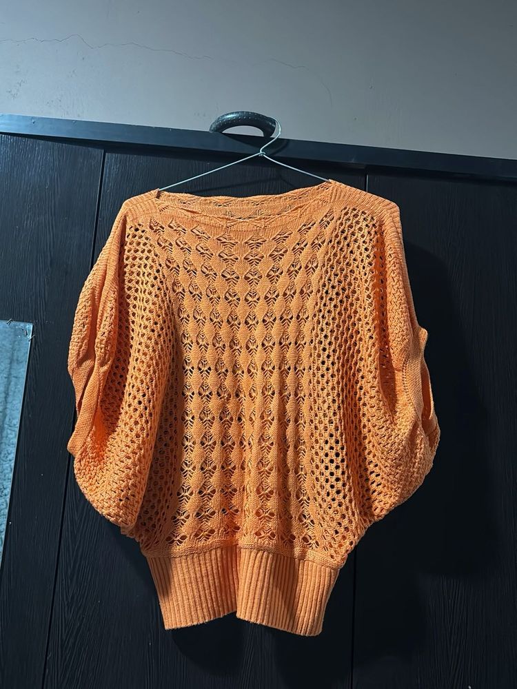 Orange Knit Top