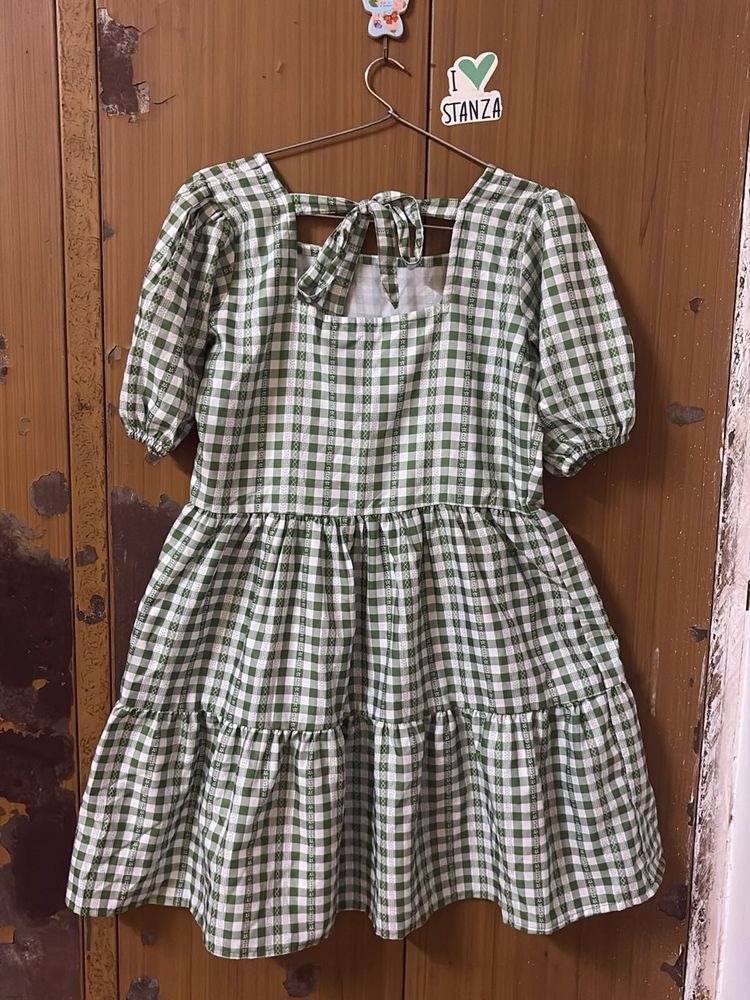 Green Gingham Ruffle Dress