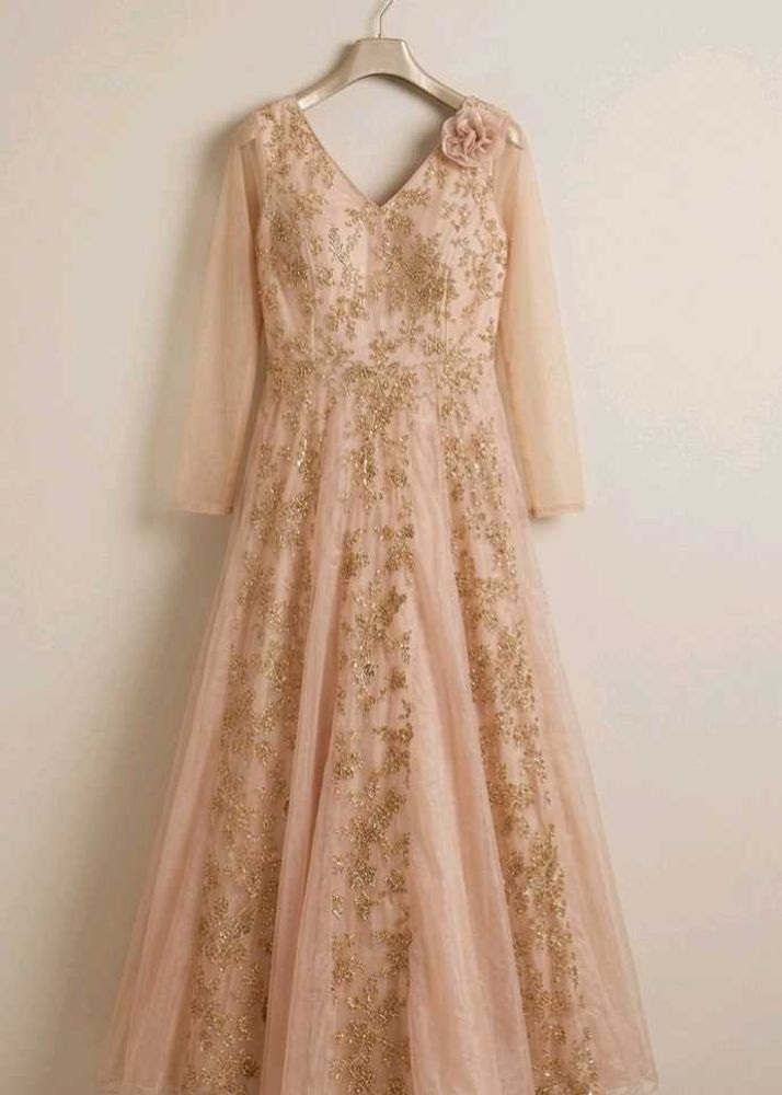 ✨ Exquisite Champagne Gold Sequined Gown –like new