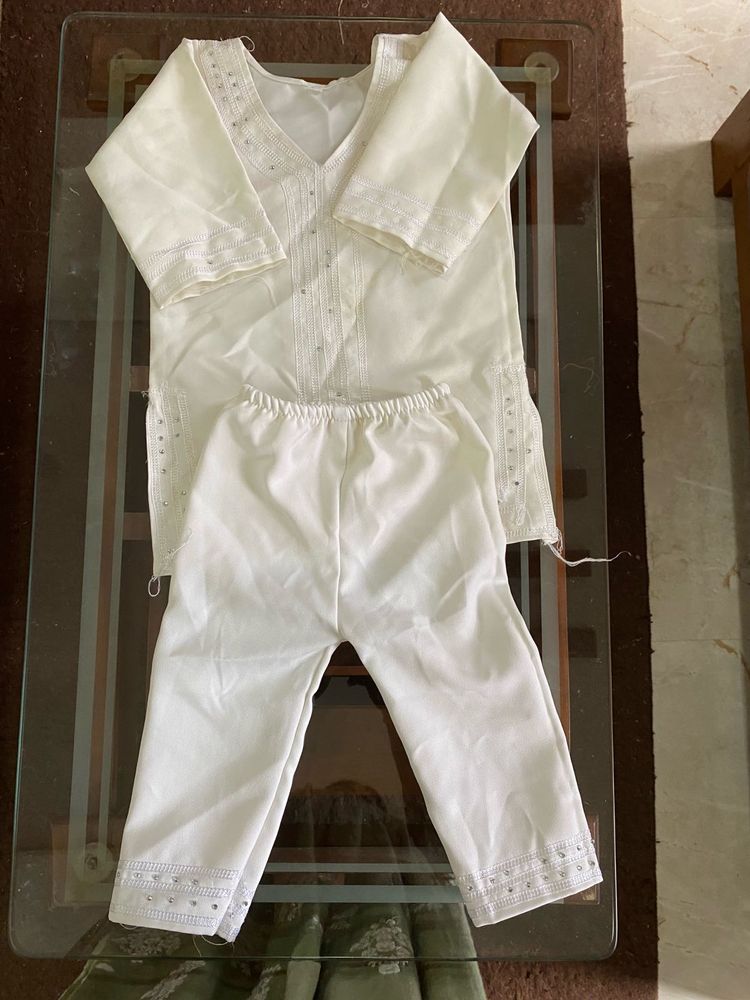 White Embellished Kurta Pajama Set