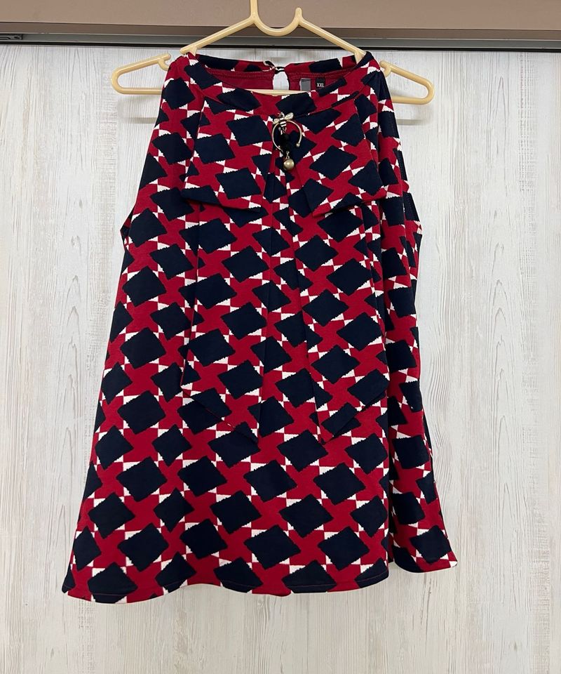 Red Patterned Halter Top