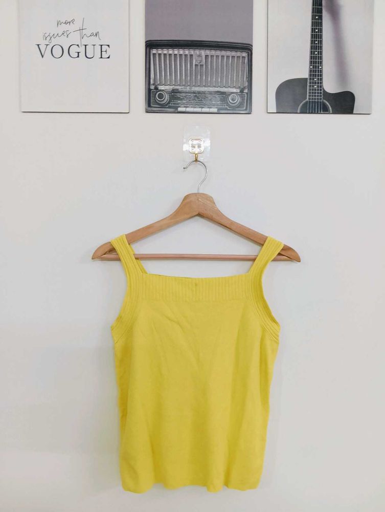 Bright Yellow Square Neck Tank Top