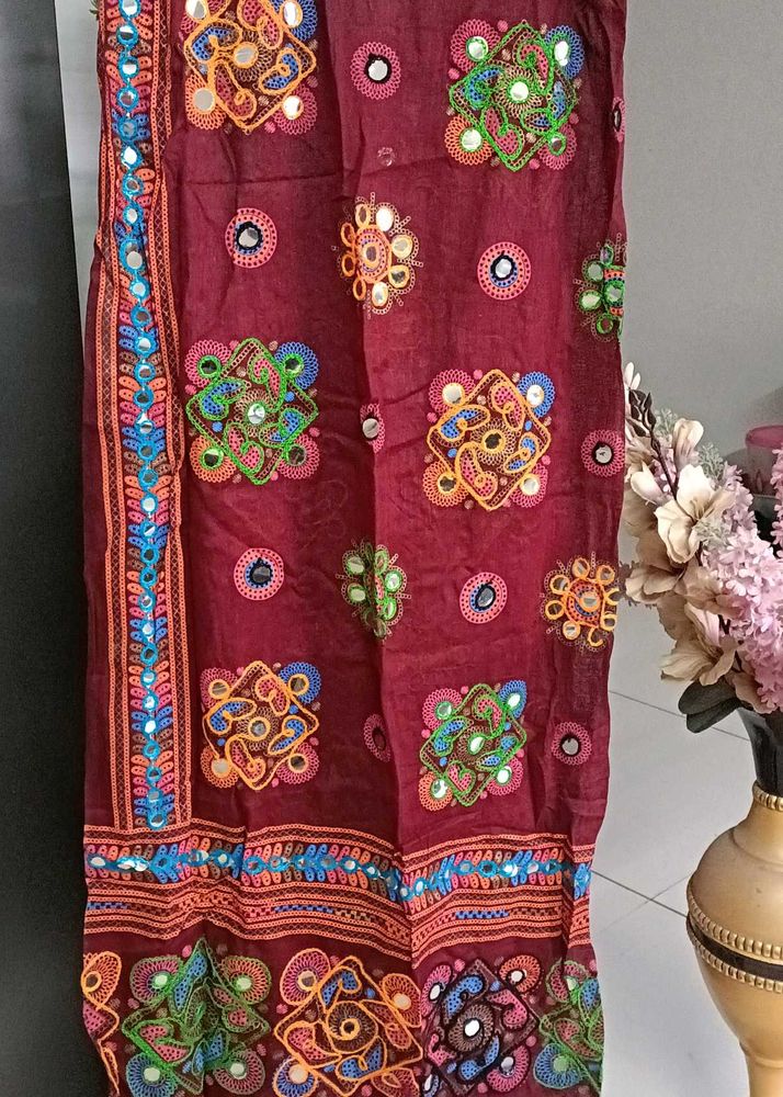 Embroidered Mirror Work Dupatta