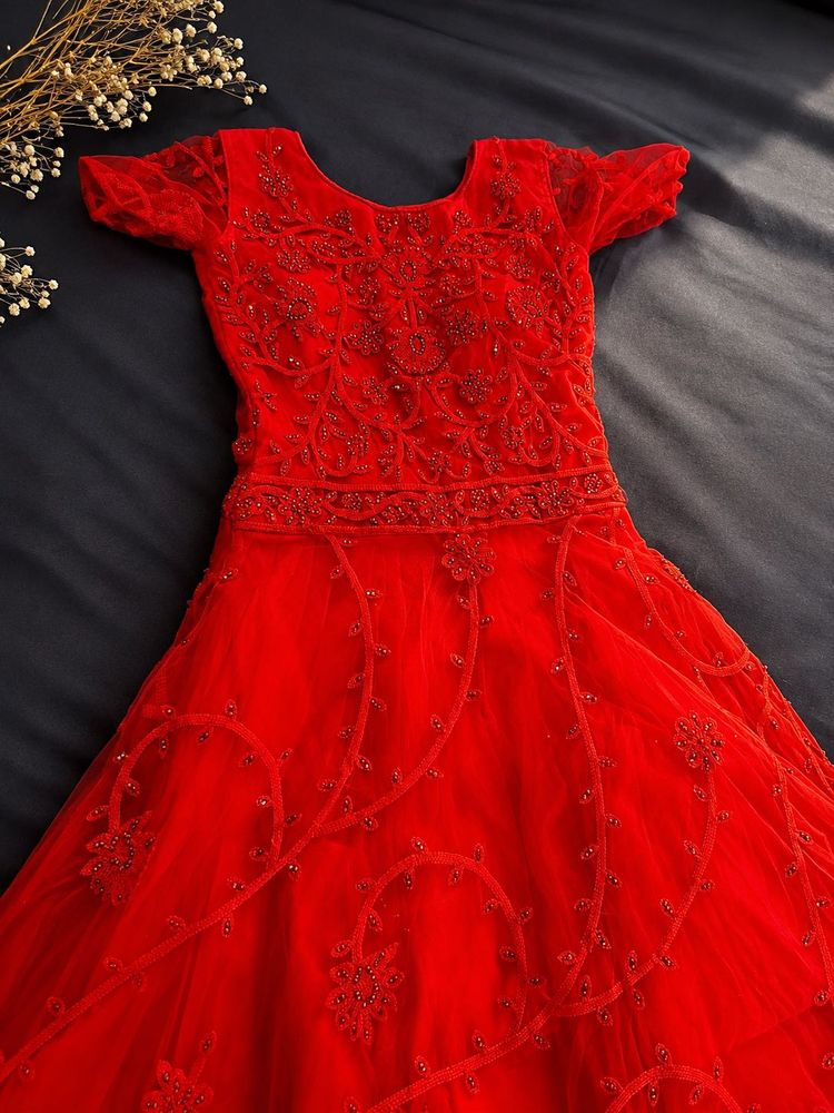 Stunning Red Embroidered Gown
