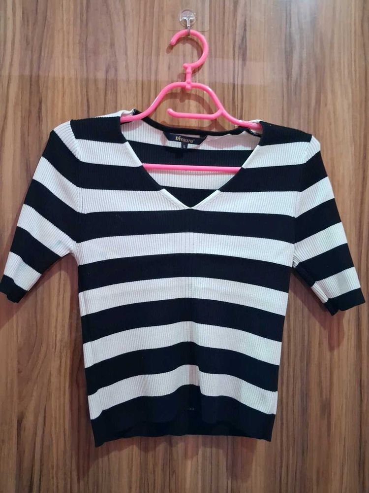 Striped V-Neck Top