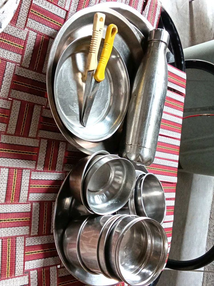 Kitchen steel set combo स्टील के बर्तन