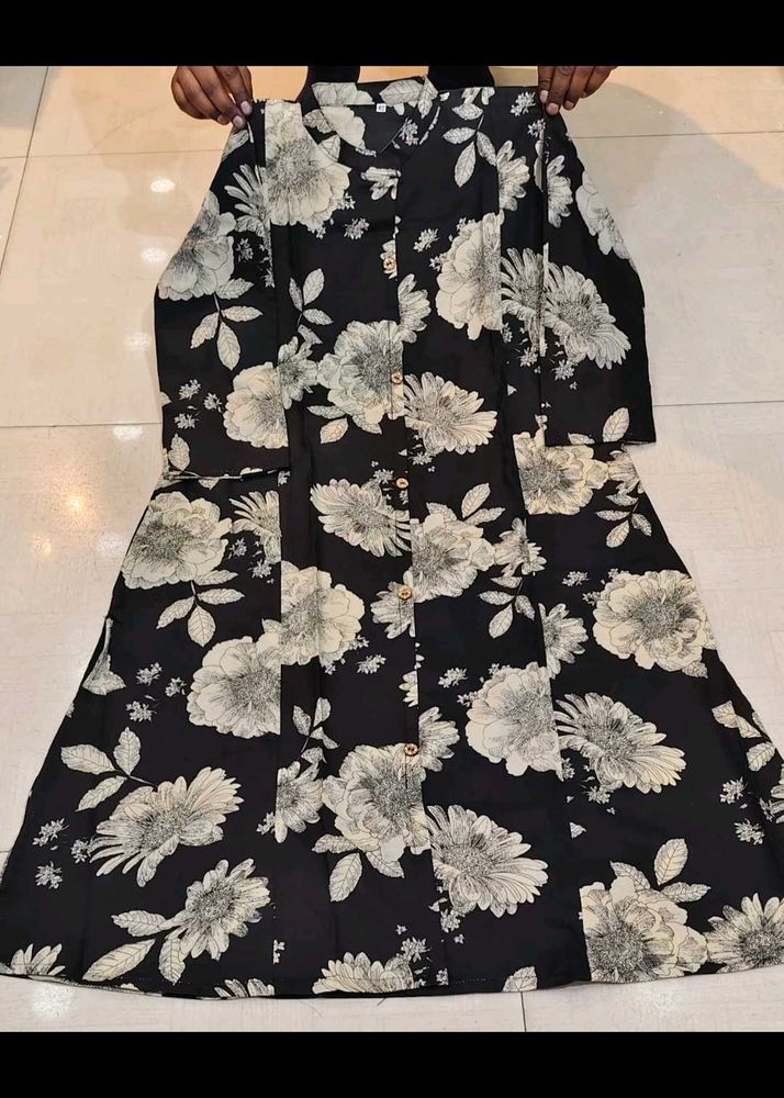 Flower Print A Line Kurti