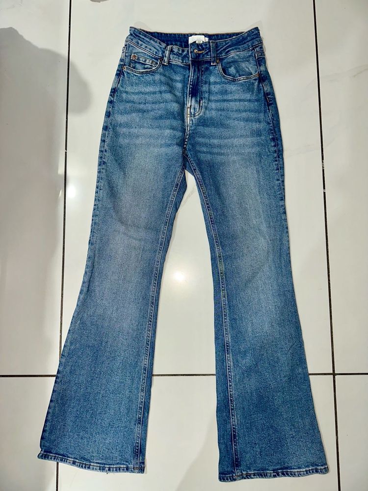 H&amp;M Flared Blue Denim Jeans